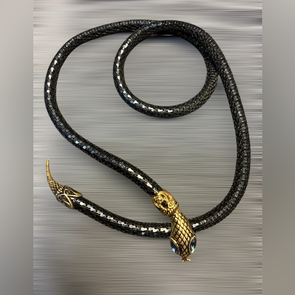 Vintage Snake Blue Eyes Necklace/Belt & Red Eyes Bracelet Set - UNIQUE RARE